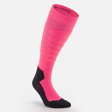 Chaussettes de ski et snowboard adulte, 100 PLUS - noir, rose fluo et noir