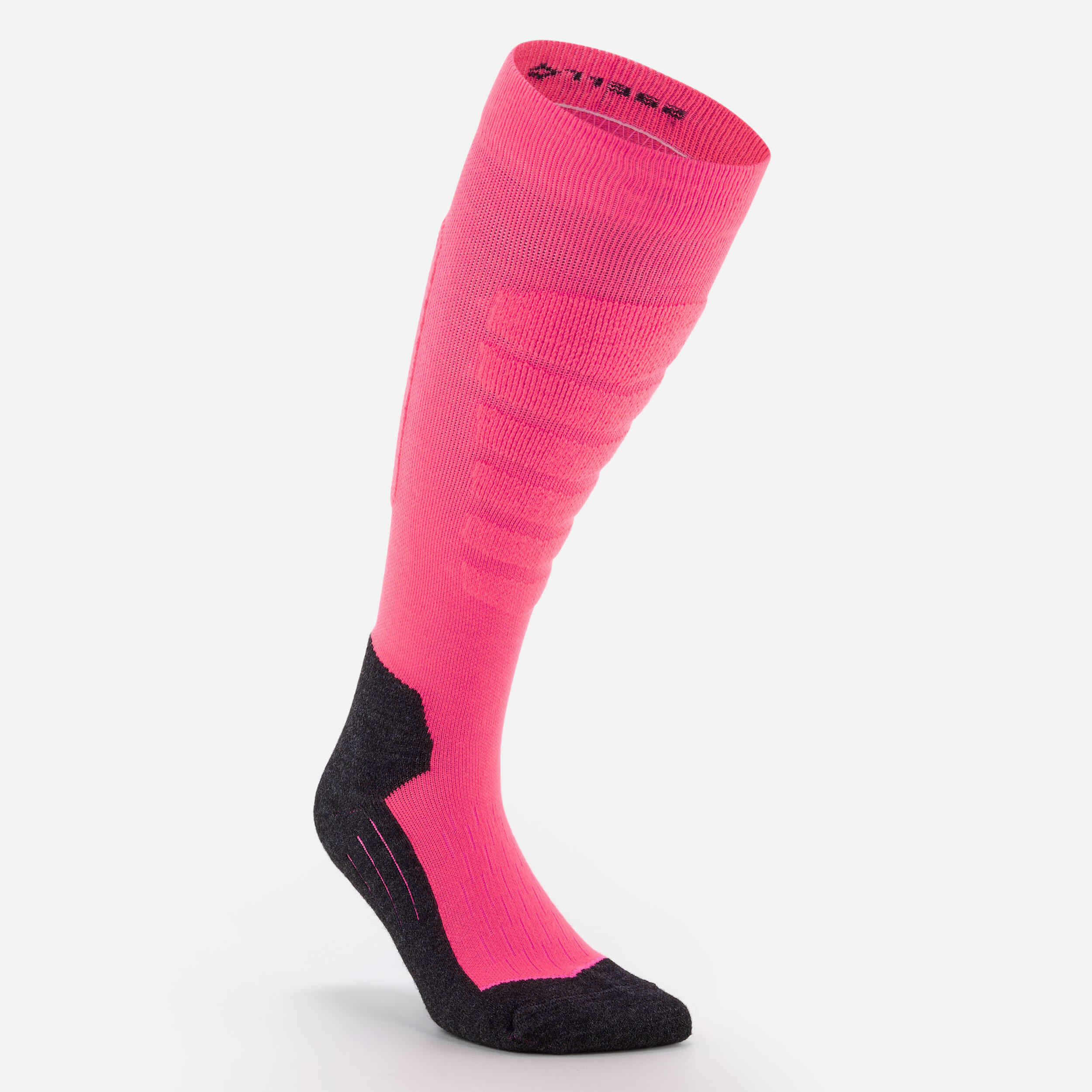 Adult ski and snowboard socks, 100 - black, neon pink and black