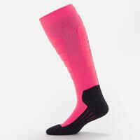 Adult skiing and snowboarding socks, 100-black, neon pink and black