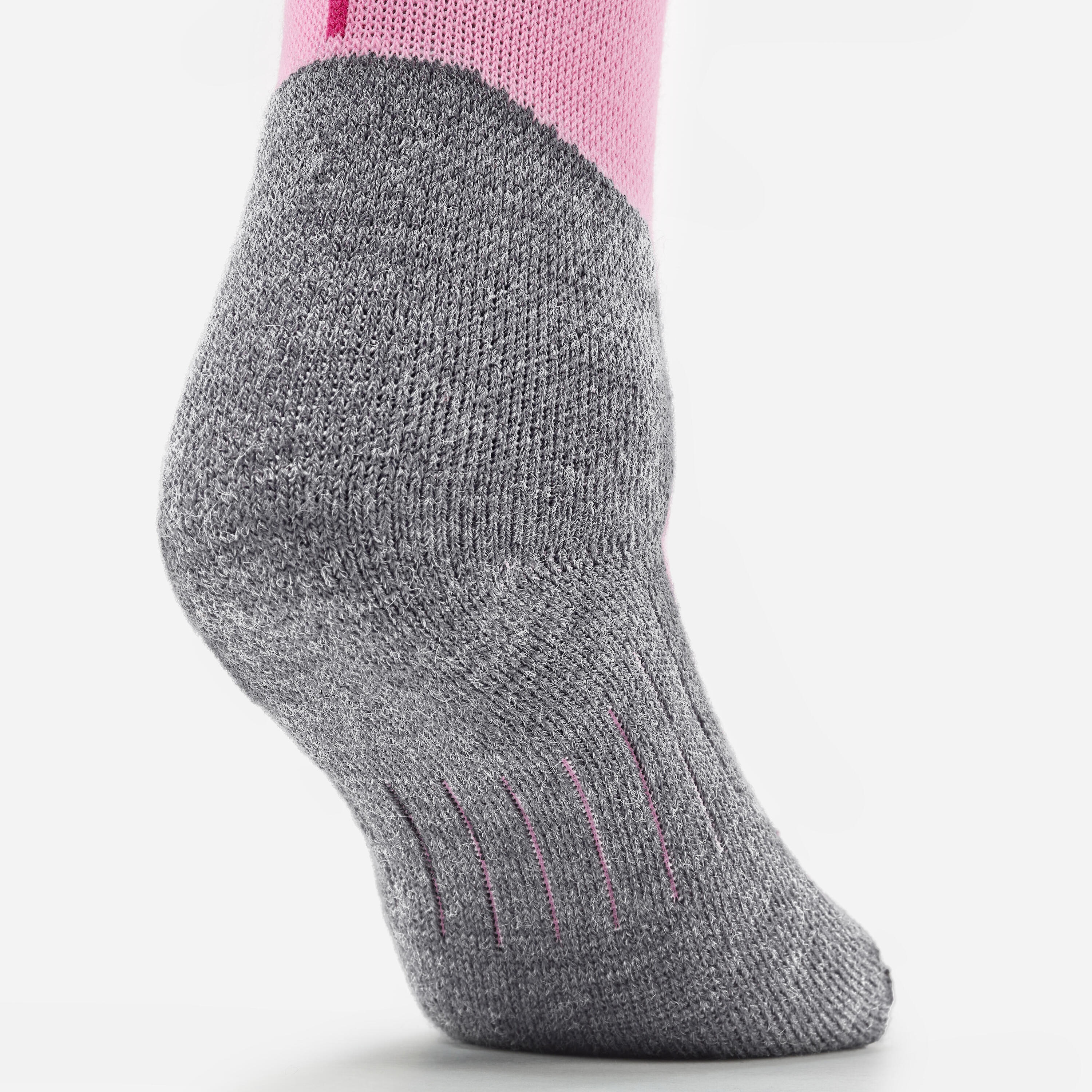 KIDS’ SKI AND SNOWBOARD SOCKS 100 - PINK 5/6