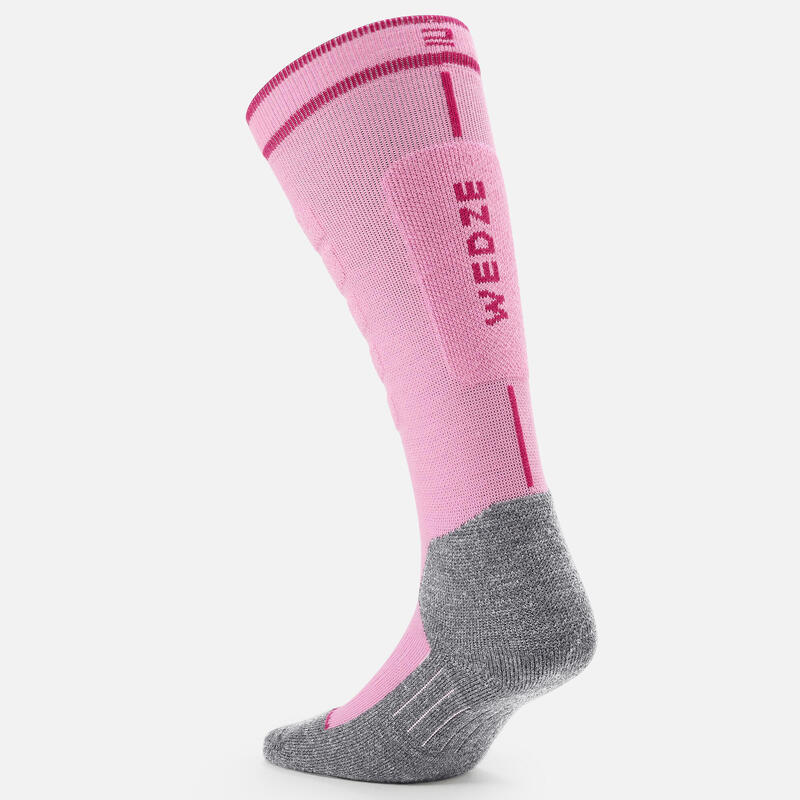 CHAUSSETTES DE SKI ET SNOWBOARD ENFANT 100 - ROSE