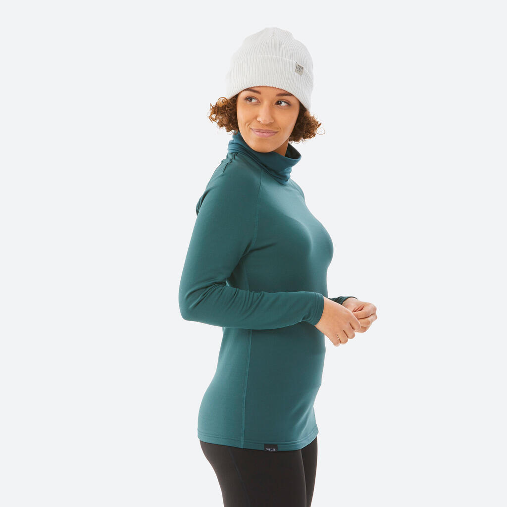 Women's ski 520 base layer roll neck - green