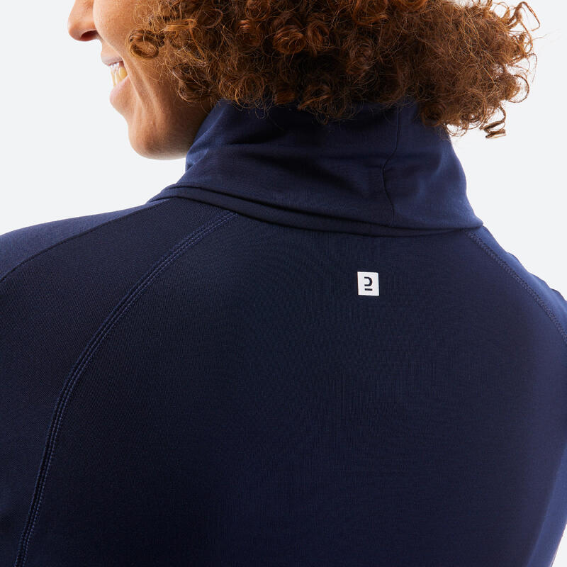 Sous-vêtement de ski à col roulé chaud et respirant femme, BL 500 bleu marine