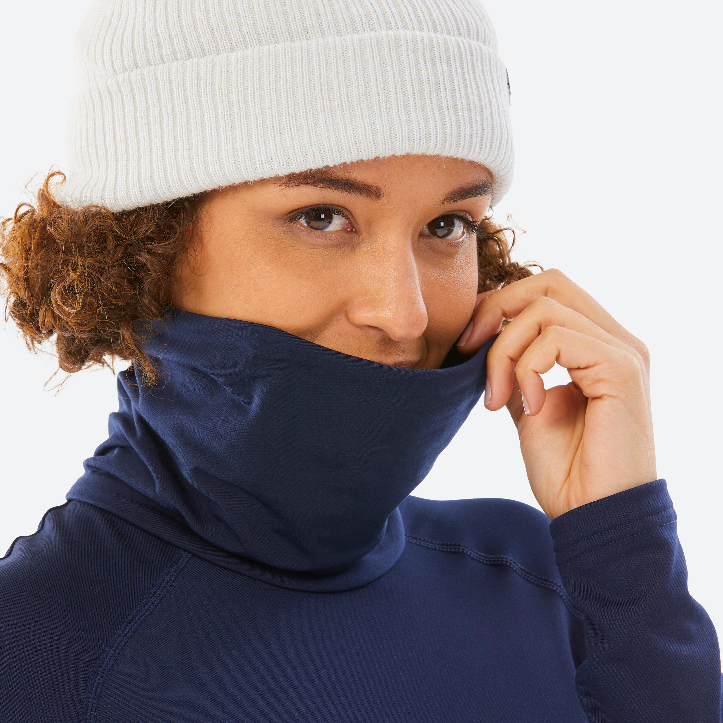 Women's warm and breathable turtleneck ski underwear, BL 500 high Navy