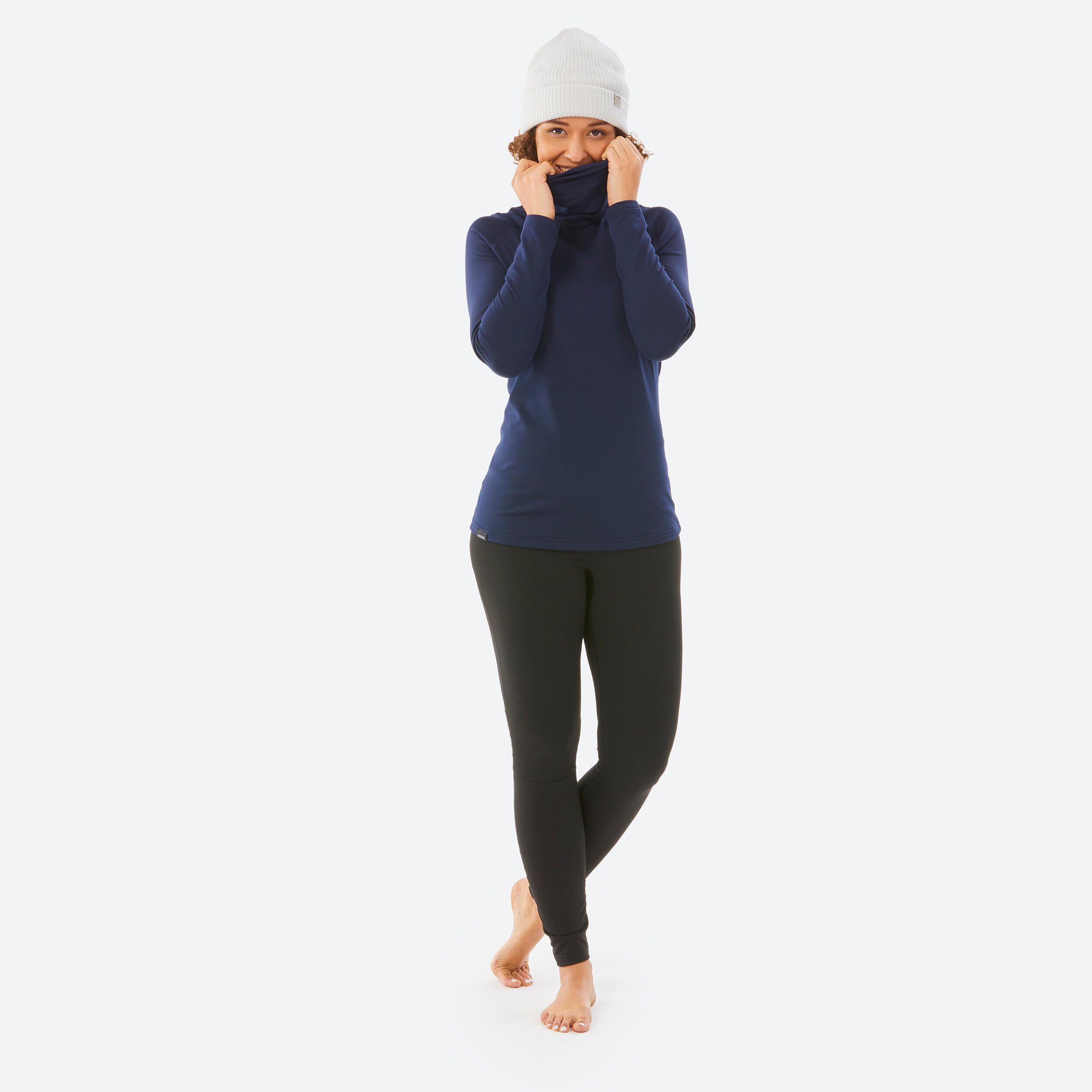 Women’s Base Layer Turtleneck - BL 520 Black - WEDZE