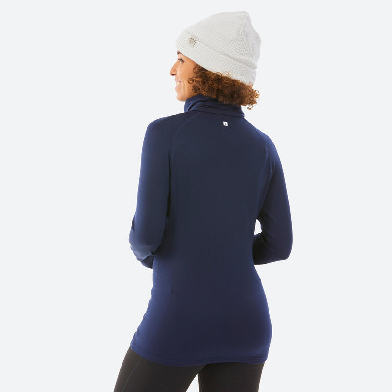 Camisola Térmica de Ski BL 500 Gola alta Mulher - Azul marinho