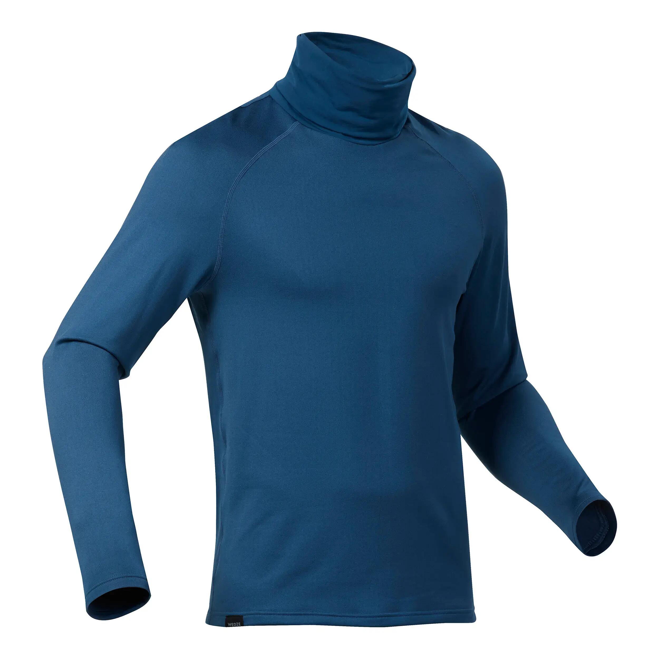 Men’s warm and breathable turtleneck thermal ski base layer, BL 500 - Blue 7/7