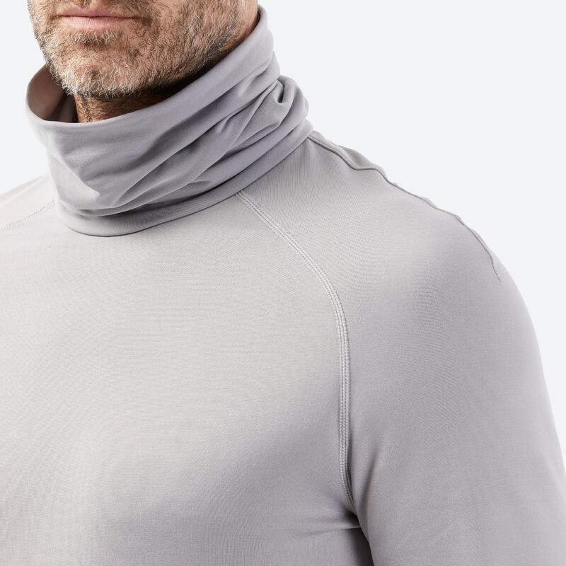 Men's BL 520 thermal base layer roll neck ski top light grey WEDZE
