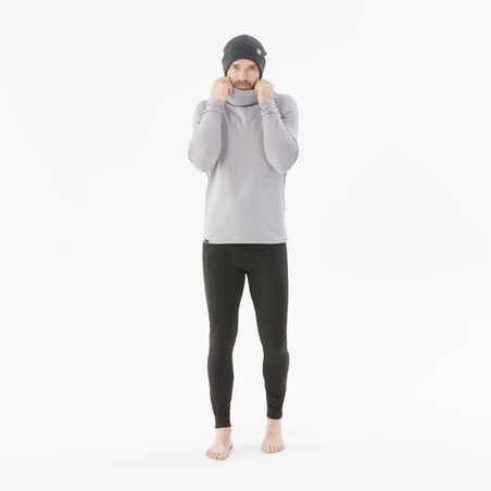 Men's Warm, Breathable Turtleneck Ski Base Layer 500 - Light Grey