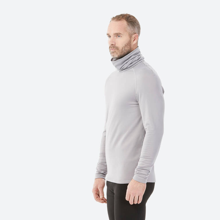 Atasan Baselayer Rollneck Ski Pria BL 520 - Abu-abu muda