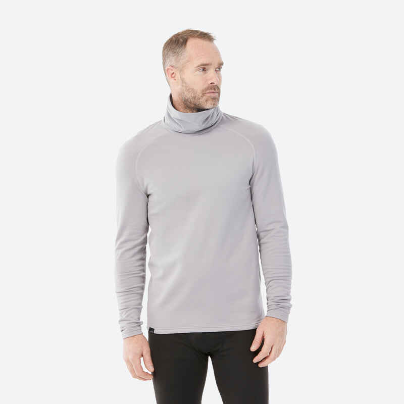 Men's Ski Base Layer Rollneck Top BL 520 Light Grey Decathlon