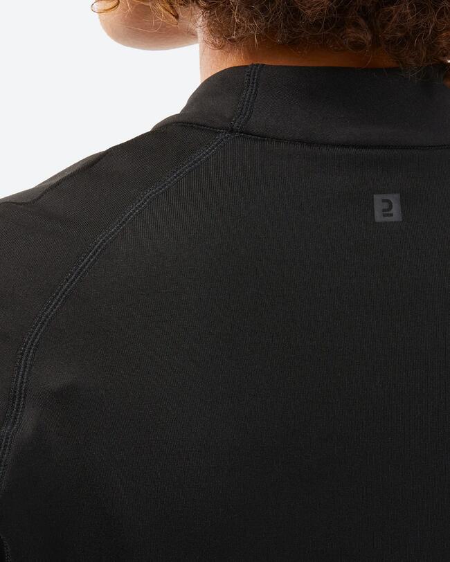 Nahaufname von hinten oben der Skiunterwäsche Funktionsshirt Damen - BL 500 schwarz.