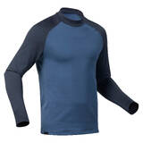 500 MEN'S SKI BASE LAYER TOP - DARK BLUE AND GRAY