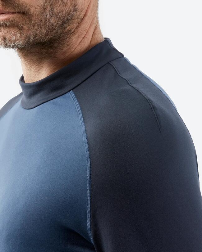 500 MEN'S SKI BASE LAYER TOP - DARK BLUE AND GRAY