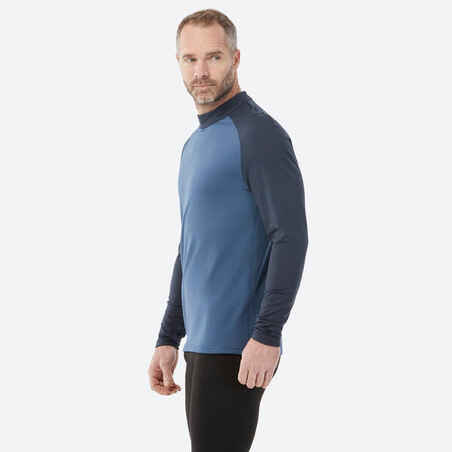 Men’s Thermal Ski Base Layer Top BL 500 - Dark Blue and Grey