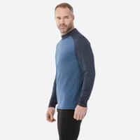 Men’s Warm and Breathable Ski Base Layer Top - BL500 - Blue and Grey