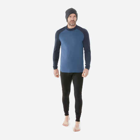 Men’s Thermal Ski Base Layer Top BL 500 - Dark Blue and Grey