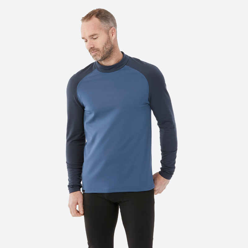 500 MEN'S SKI BASE LAYER TOP DARK BLUE AND GRAY Decathlon