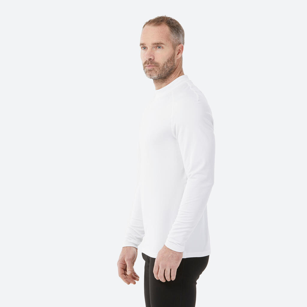 Playera térmica de esquí cálida y transpirable blanca para hombre BL500