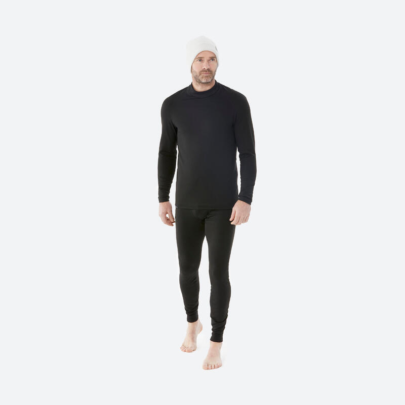 Men’s Warm and Breathable Thermal Ski Top Base Layer BL500 - Black