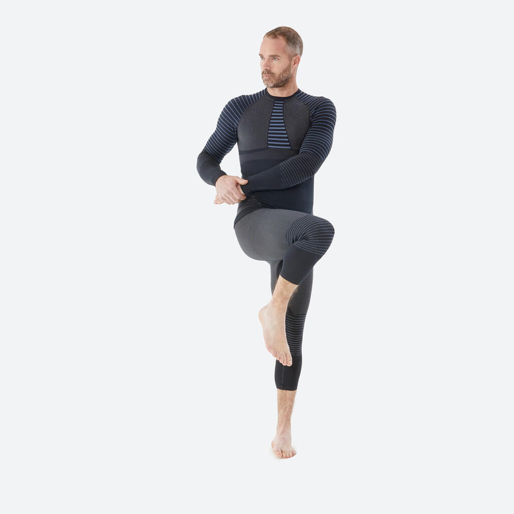 Skiunterwäsche Herren warm atmungsaktiv – BL900 seamless grau/blau