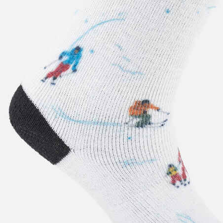 Vaikiškos slidinėjimo ir snieglenčių kojinės „100“, su slidininkų piešinukais