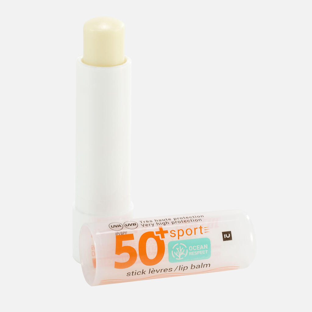 Moisturising lip balm with SPF 50+ sunscreen