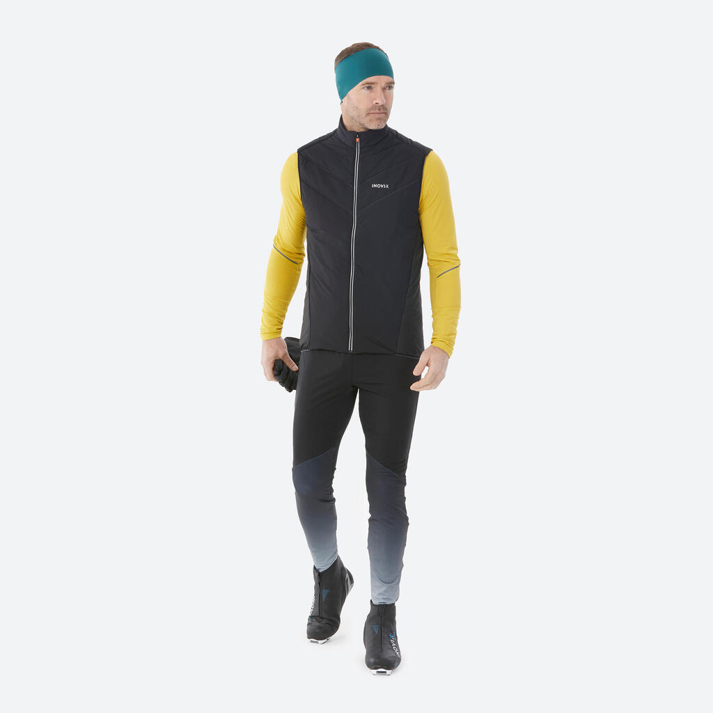 Vīriešu silta distanču slēpošanas veste “100”, melna