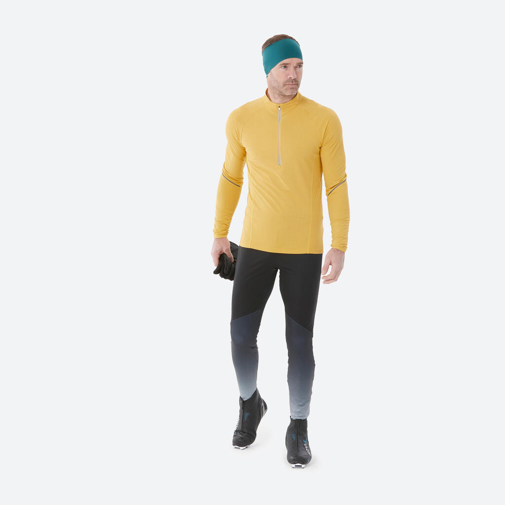 MEN'S 500 CROSS-COUNTRY SKIING T-SHIRT - OCHRE