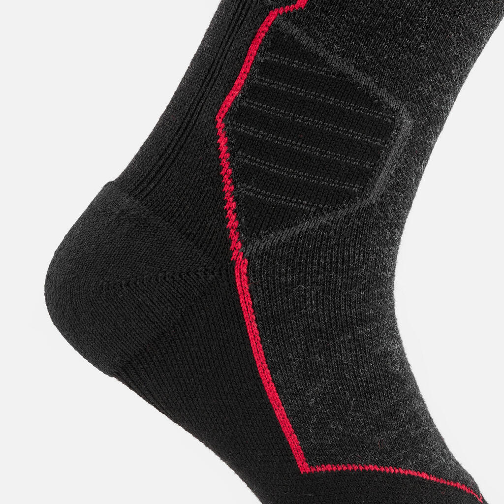 ADULT WOOLLEN SKI AND SNOWBOARD SOCKS -  900 WOOL -  BLACK