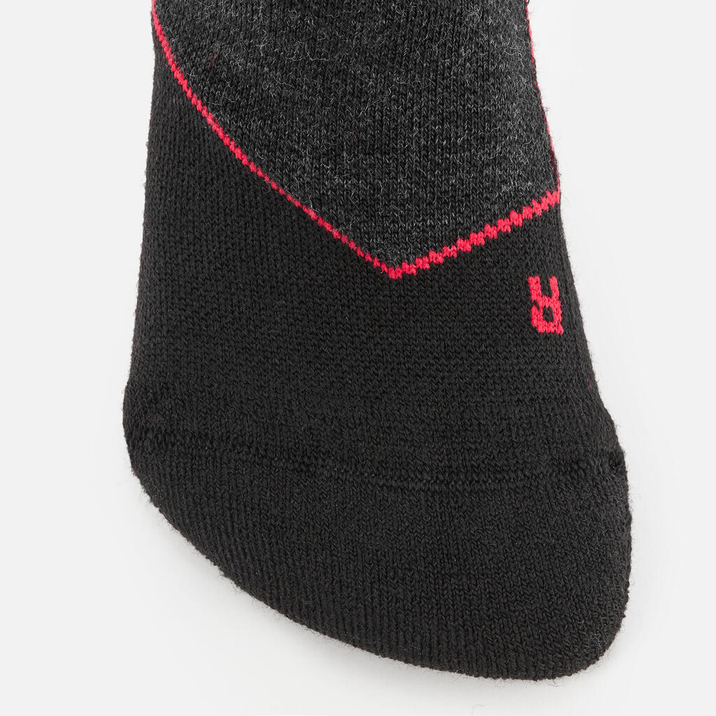 Adult Wool Ski and Snowboard Socks 900 Wool-Beige/Neon Pink