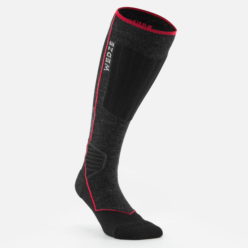 Chaussettes de ski et snowboard laine adulte, 900 WOOL noir