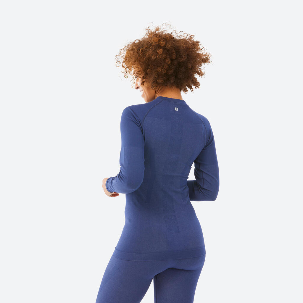 Camiseta térmica de esquí mujer BL 180 seamless - azul oscuro 