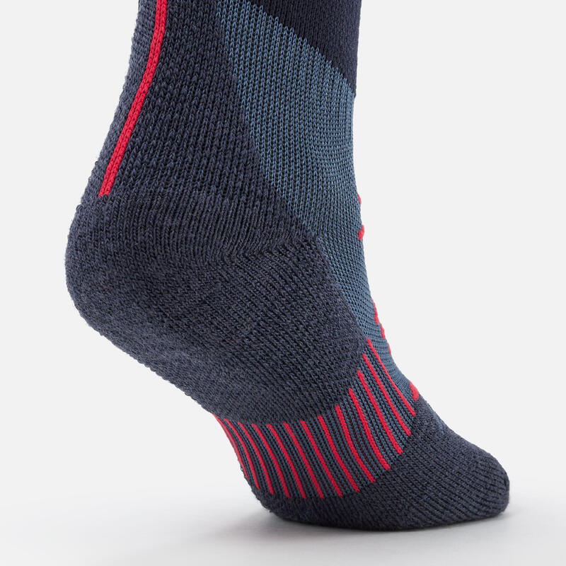 CHAUSSETTES DE SKI ADULTE - 500 - BLEU MARINE ROUGE