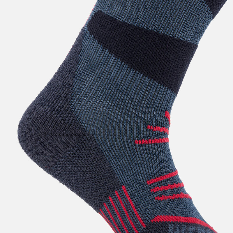 CHAUSSETTES DE SKI ADULTE - 500 - BLEU MARINE ROUGE