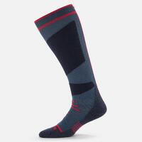 Teget-crvene čarape za skijanje 500 za odrasle