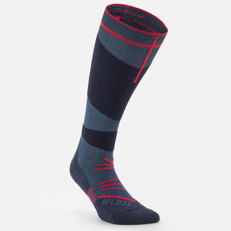 Teget-crvene čarape za skijanje 500 za odrasle