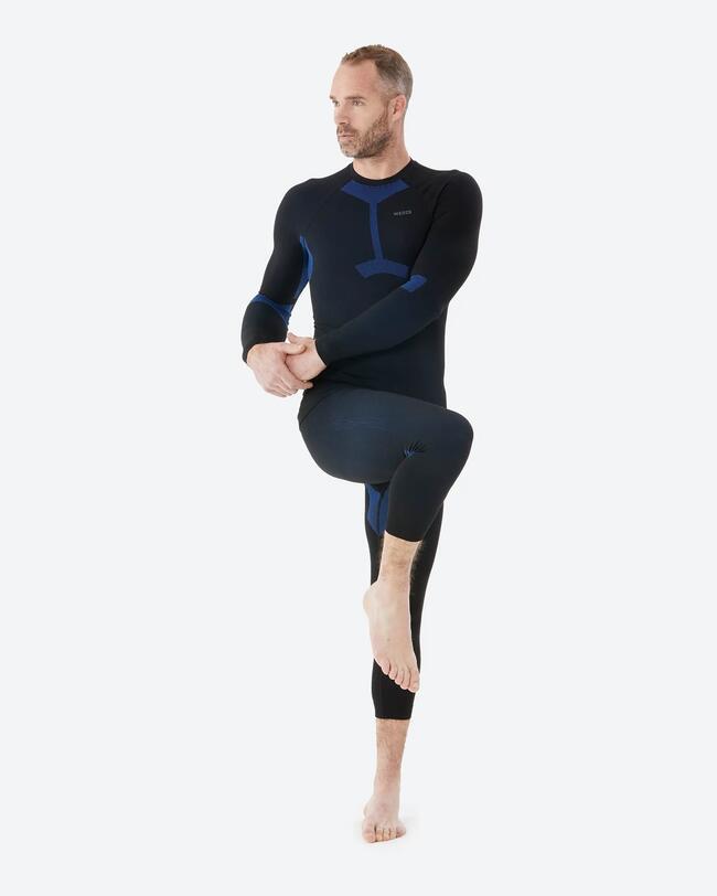 Men’s Seamless Ski Base Layer Top BL 580 I-Soft – Black/Blue