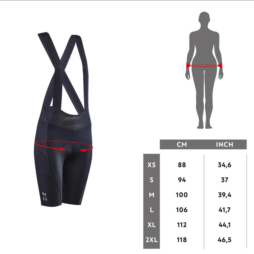 Women's Bib Shorts Rockrider Race - Black