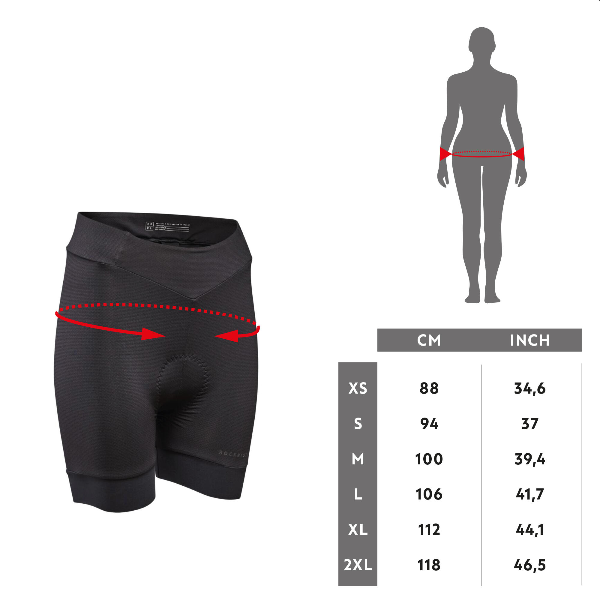 Sous short velo vtt confort 500 femme noir ROCKRIDER Decathlon