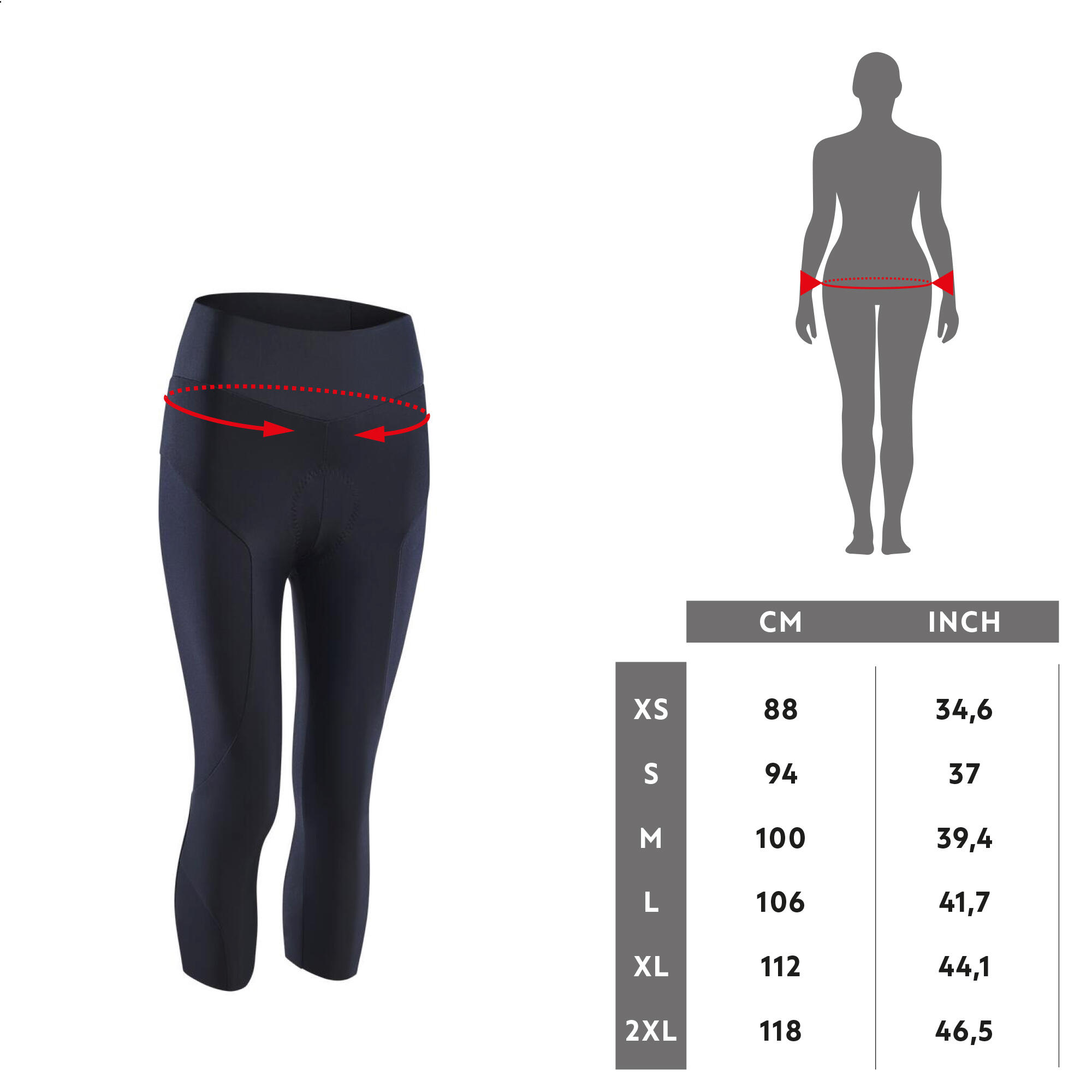 Women's MTB Cropped Tights / Leggings Explore 500 - Black 6/9