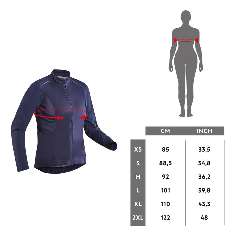 Women's Mountain Biking Windproof Jacket Navy Blue ROCKRIDER Decathlon