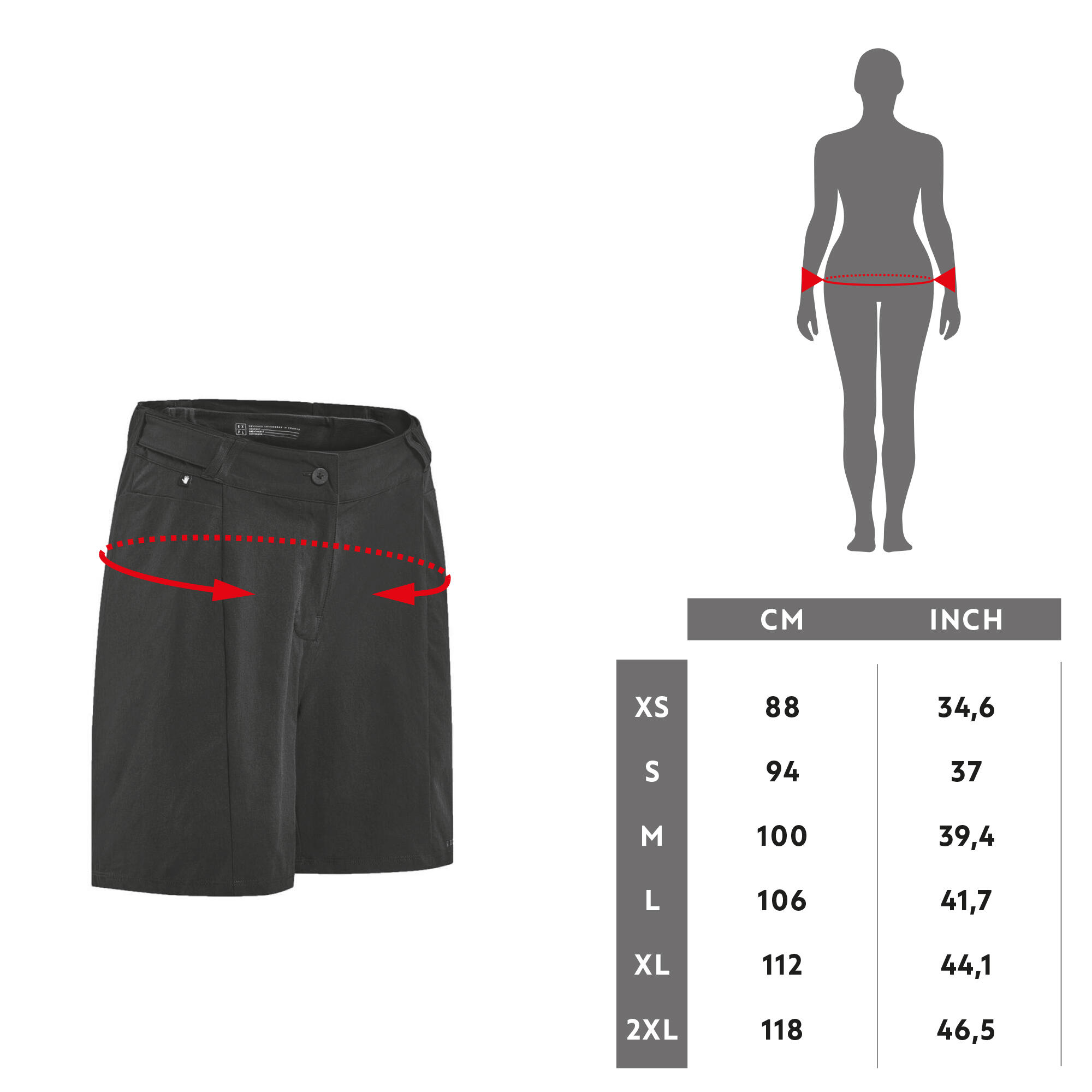 Short de vélo de montagne femme - EXPL 500 noir - ROCKRIDER