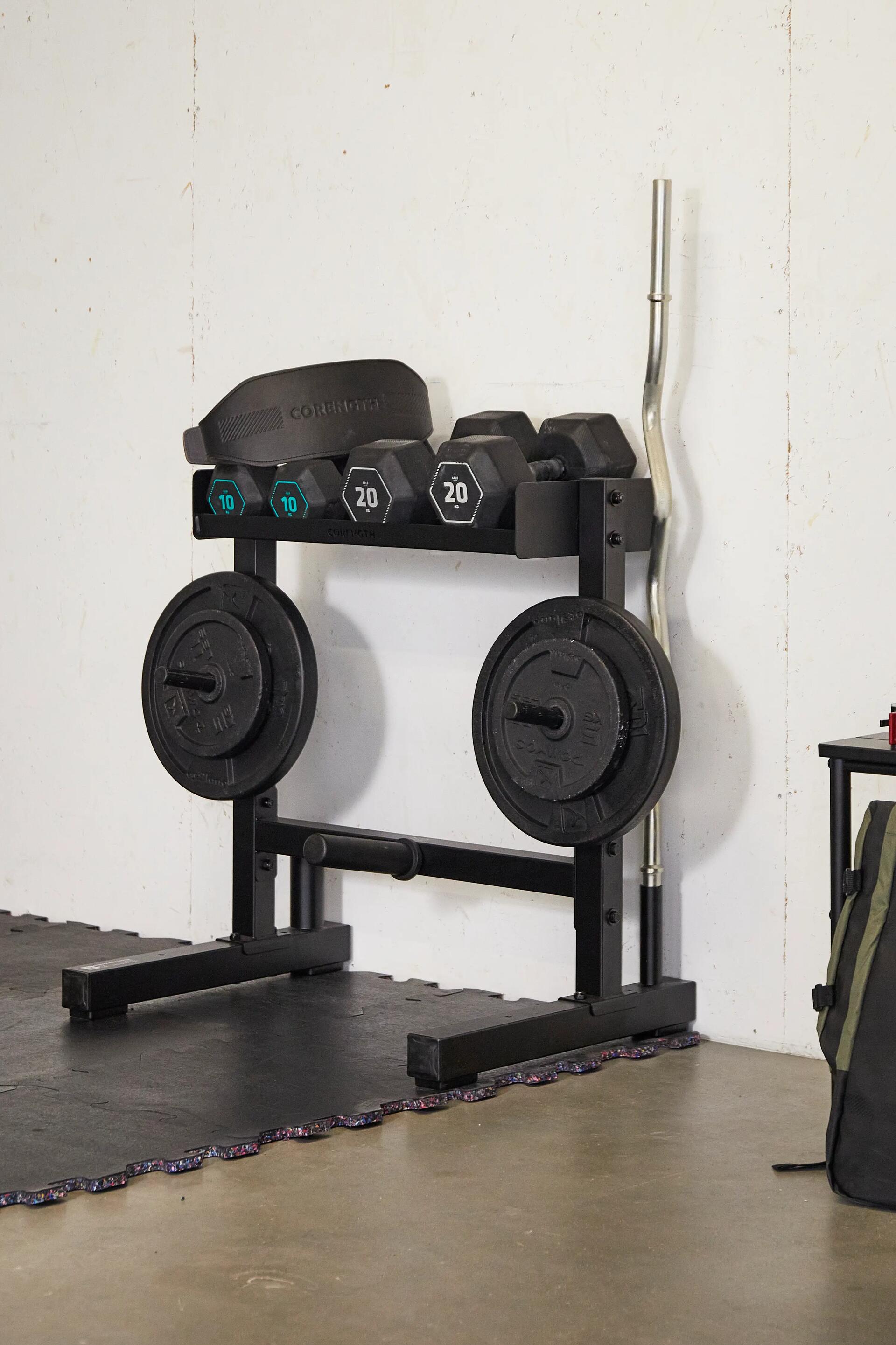 RACK DE STOCKAGE BARRES ET POIDS MUSCULATION  CORENGTH DOMYOS DECATHLON notice, réparation