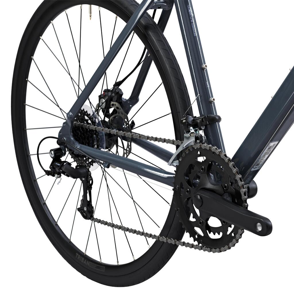 Dámsky cestný bicykel RC120 Flatbar sivý