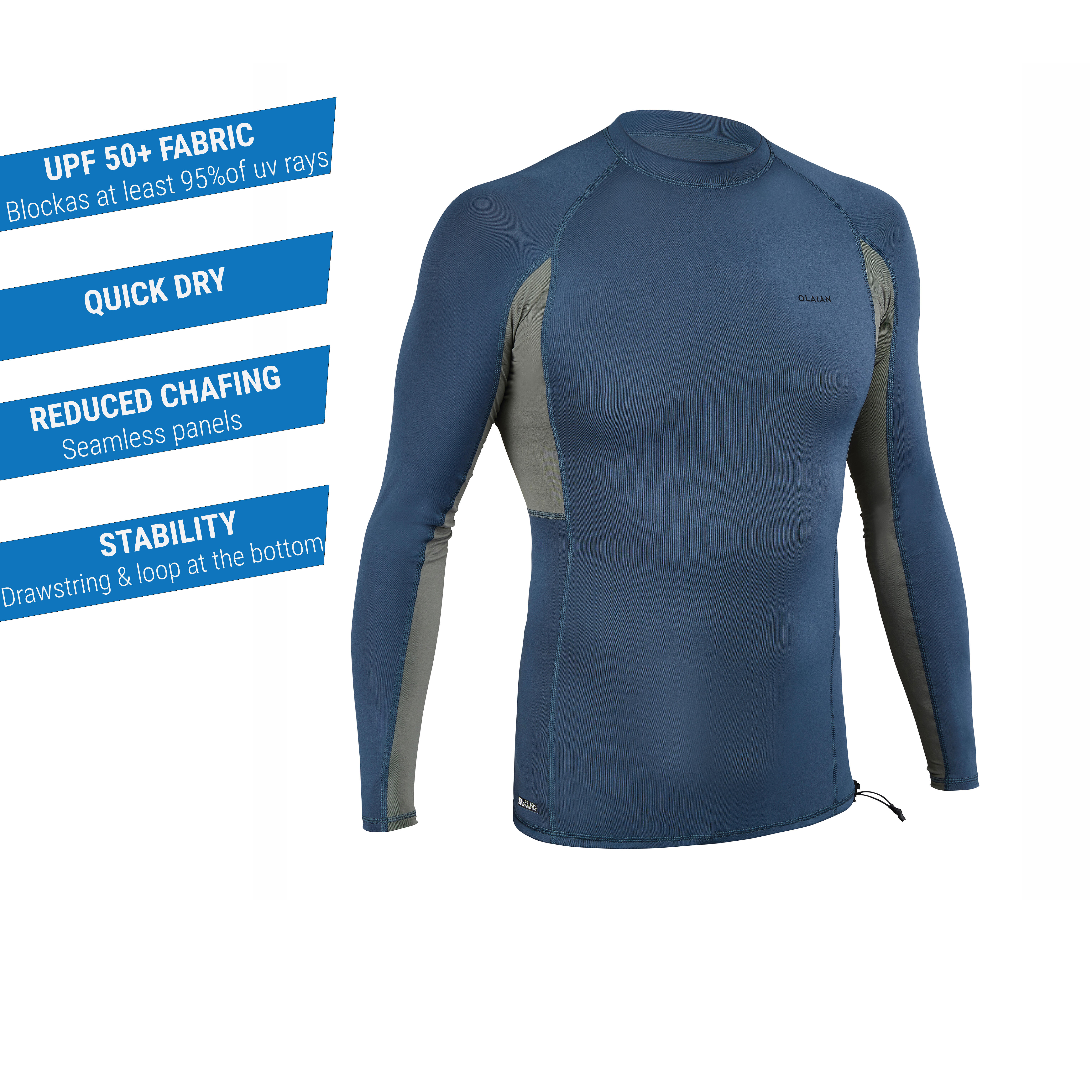 Men Surfing Long sleeve UV Protection(UPF50+) Top 500 green