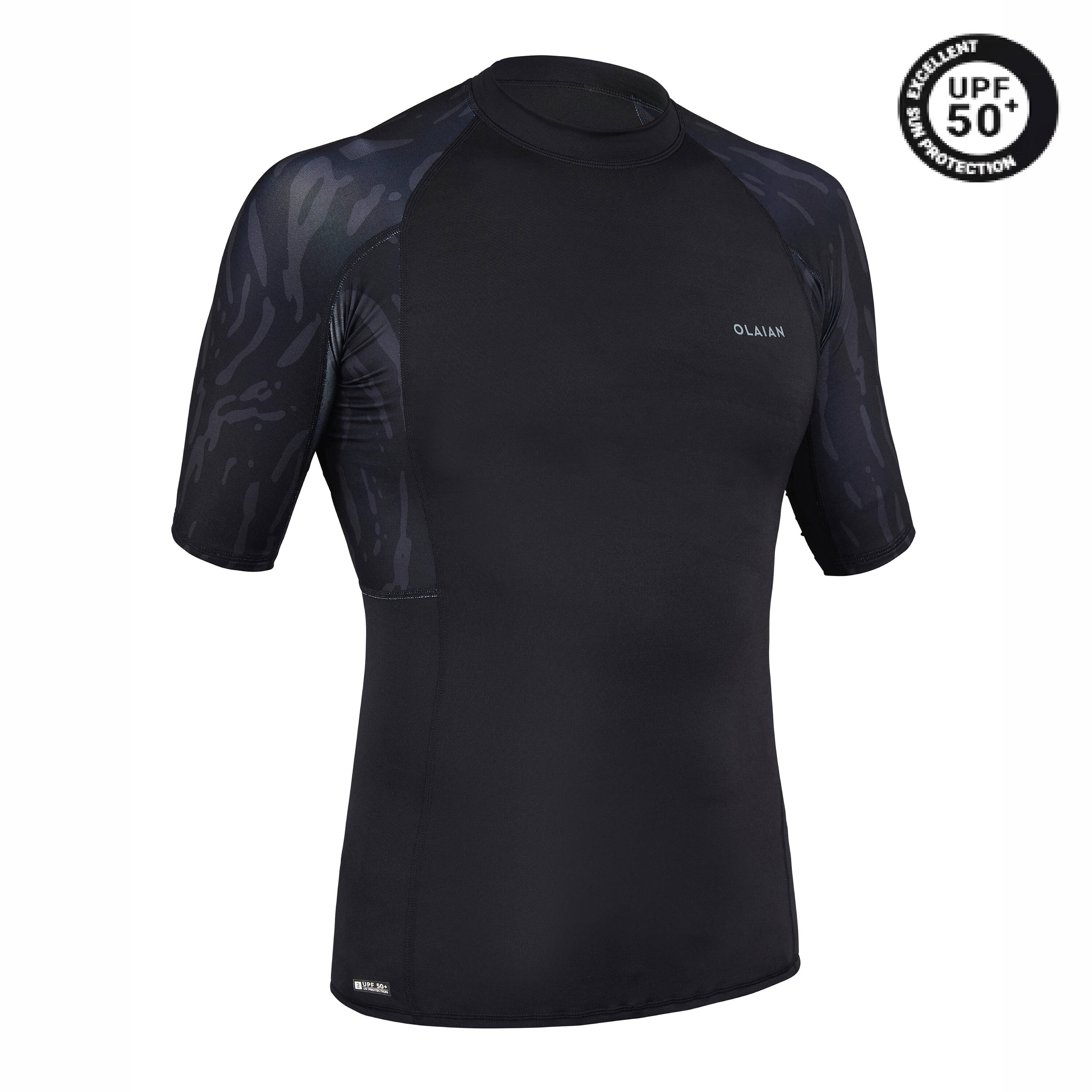 Men Surfing T-Shirt UV Protection Top- 500 Black -  3