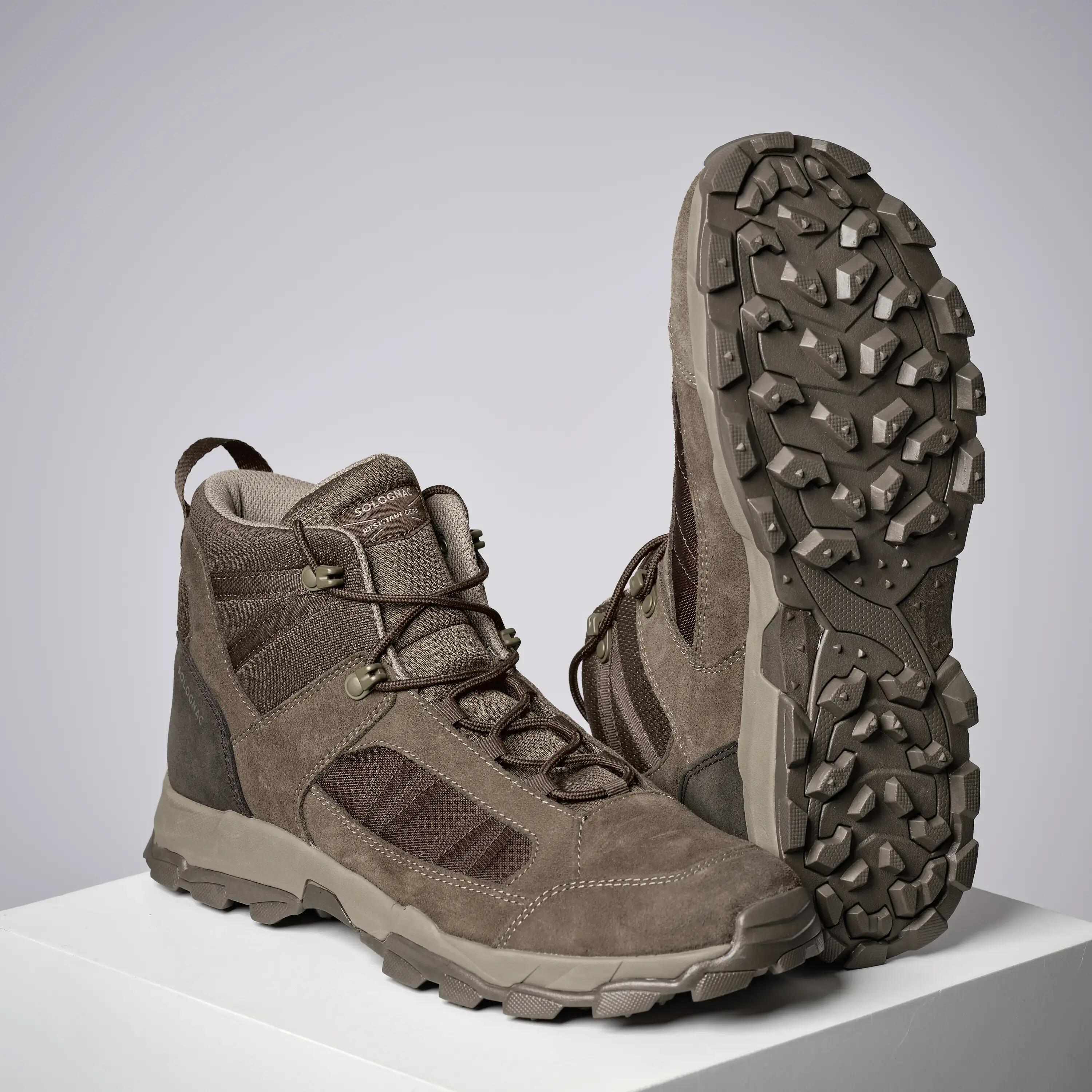 LIGHTWEIGHT DURABLE HUNTING BOOTS SPORTHUNT 500 - BEIGE -  2