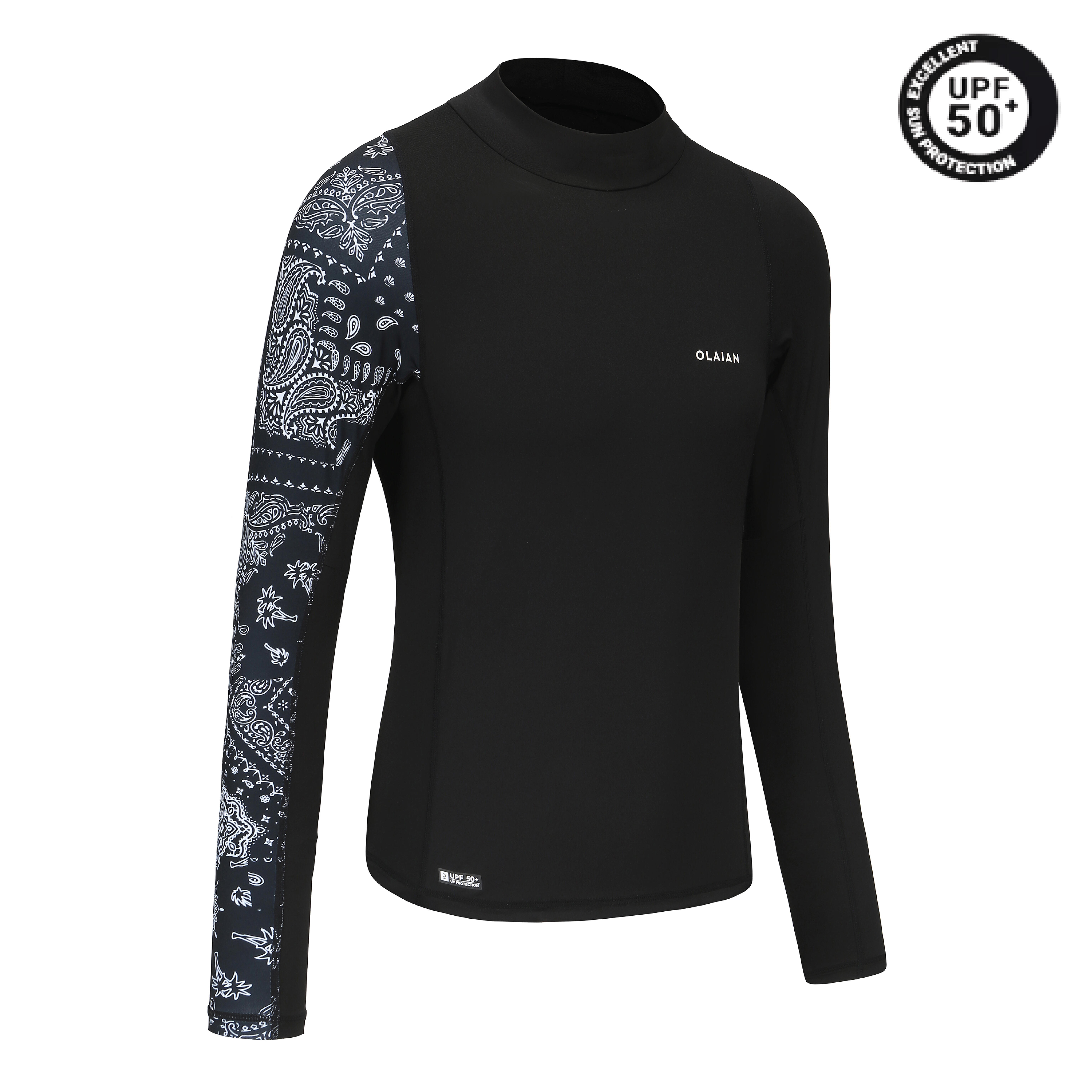 Women's Rash Guard - 500 - Black - Olaian - Decathlon