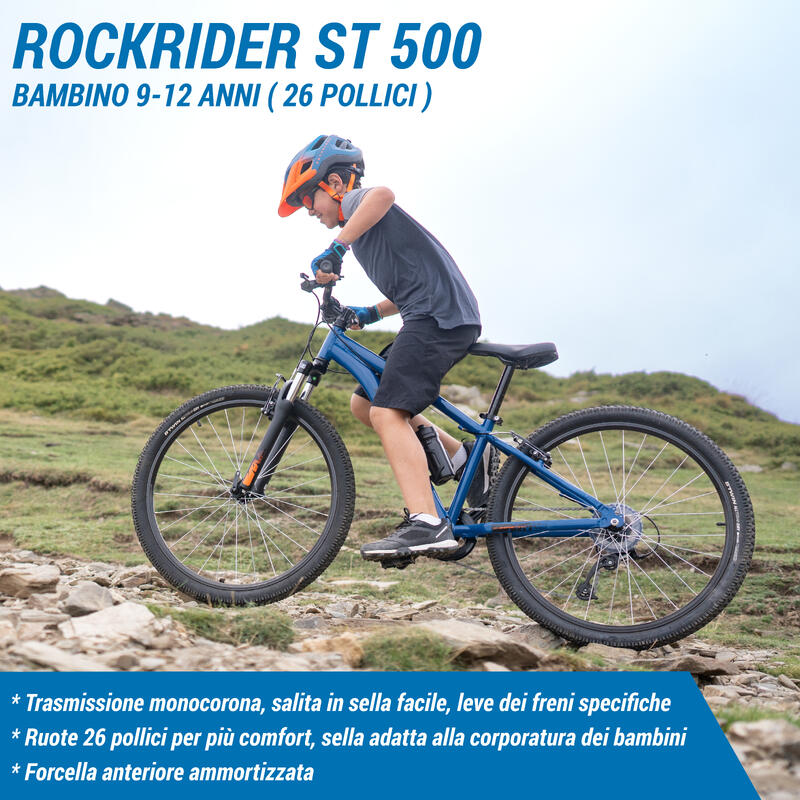 Bici Mtb bambino 9-12 anni ROCKRIDER ST 500 blu 26 POLLICI